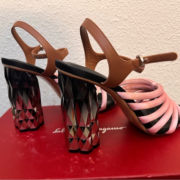 NWT Salvatore Ferragamo Amalia Pink Block X5 Heels - Picture 8 of 9